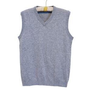 WoolOvers Mens Merino Wool Cashmere V Neck Sweater Vest Gray Small Quiet Luxury